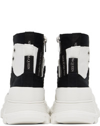schwarze und weiße hohe Sneakers von Alexander McQueen