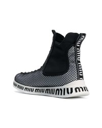 schwarze und weiße hohe Sneakers von Miu Miu
