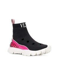 schwarze und weiße hohe Sneakers von Valentino