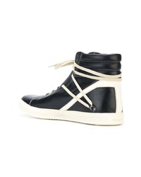 schwarze und weiße hohe Sneakers von Rick Owens