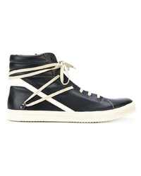 schwarze und weiße hohe Sneakers von Rick Owens