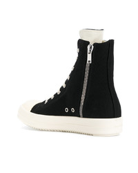 schwarze und weiße hohe Sneakers von Rick Owens DRKSHDW