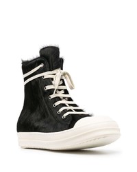 schwarze und weiße hohe Sneakers von Rick Owens