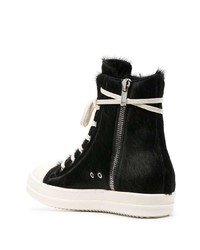 schwarze und weiße hohe Sneakers von Rick Owens