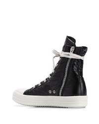 schwarze und weiße hohe Sneakers von Rick Owens DRKSHDW