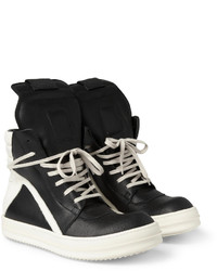 schwarze und weiße hohe Sneakers von Rick Owens