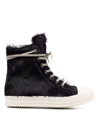 schwarze und weiße hohe Sneakers von Rick Owens