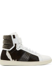 schwarze und weiße hohe Sneakers von Saint Laurent