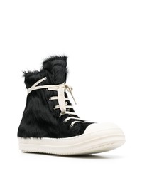 schwarze und weiße hohe Sneakers von Rick Owens