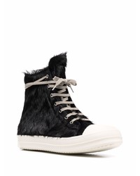 schwarze und weiße hohe Sneakers von Rick Owens