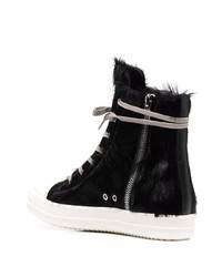 schwarze und weiße hohe Sneakers von Rick Owens