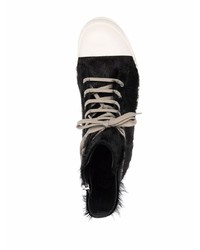 schwarze und weiße hohe Sneakers von Rick Owens