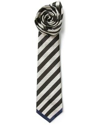 schwarze und weiße horizontal gestreifte Krawatte von Valentino