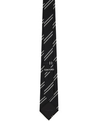schwarze und weiße horizontal gestreifte Seidekrawatte von Tom Ford