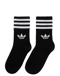 schwarze und weiße horizontal gestreifte Socken von adidas Originals
