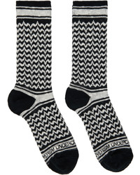 schwarze und weiße horizontal gestreifte Socken von Undercoverism