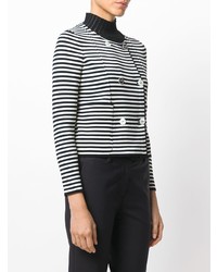 schwarze und weiße horizontal gestreifte Strickjacke von Sonia Rykiel