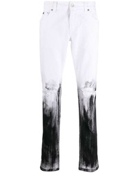schwarze und weiße Jeans mit Destroyed-Effekten von Dolce & Gabbana