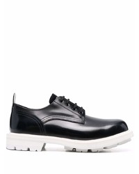 schwarze und weiße klobige Leder Derby Schuhe von Alexander McQueen