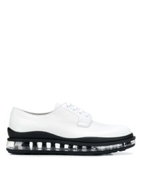 schwarze und weiße klobige Leder Derby Schuhe von Prada