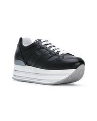 schwarze und weiße klobige Leder niedrige Sneakers von Hogan