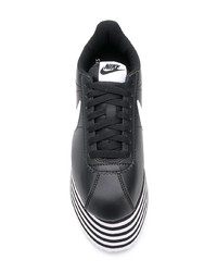 schwarze und weiße klobige Leder niedrige Sneakers von Nike