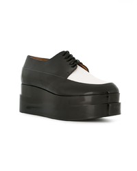 schwarze und weiße klobige Leder Oxford Schuhe von Clergerie