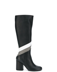 schwarze und weiße kniehohe Stiefel aus Leder von Paloma Barceló
