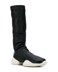 schwarze und weiße kniehohe Stiefel von Adidas By Rick Owens