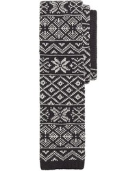 schwarze und weiße Krawatte mit Fair Isle-Muster