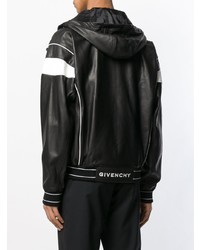 schwarze und weiße Leder Bomberjacke von Givenchy