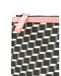 schwarze und weiße Leder Clutch Handtasche mit geometrischem Muster von Pierre Hardy