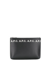 schwarze und weiße Leder Clutch Handtasche von A.P.C.