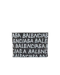 schwarze und weiße Leder Clutch Handtasche von Balenciaga