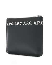 schwarze und weiße Leder Clutch Handtasche von A.P.C.