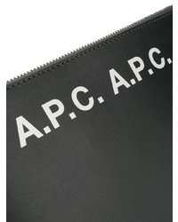 schwarze und weiße Leder Clutch Handtasche von A.P.C.