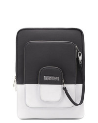 schwarze und weiße Leder Clutch Handtasche von Eastpak
