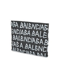 schwarze und weiße Leder Clutch Handtasche von Balenciaga