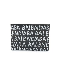 schwarze und weiße Leder Clutch Handtasche von Balenciaga