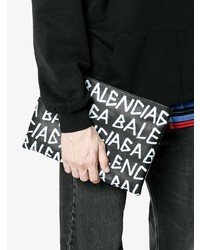 schwarze und weiße Leder Clutch Handtasche von Balenciaga