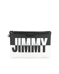 schwarze und weiße Leder Clutch Handtasche von Jimmy Choo