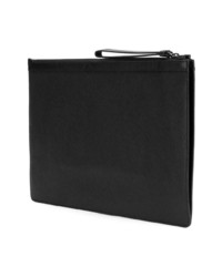 schwarze und weiße Leder Clutch Handtasche von Bally