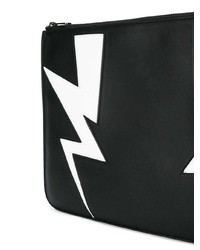 schwarze und weiße Leder Clutch Handtasche von Neil Barrett