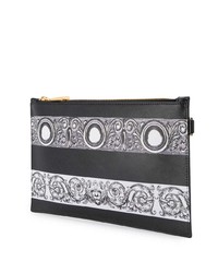 schwarze und weiße Leder Clutch Handtasche von Versace