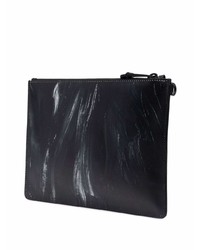 schwarze und weiße Leder Clutch Handtasche von Moschino