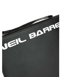 schwarze und weiße Leder Clutch Handtasche von Neil Barrett