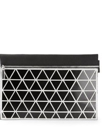schwarze und weiße Leder Clutch mit geometrischem Muster von Victoria Beckham