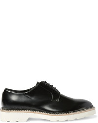 schwarze und weiße Leder Derby Schuhe von Alexander McQueen