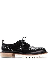 schwarze und weiße Leder Derby Schuhe von John Galliano