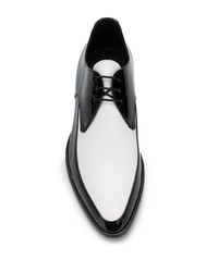 schwarze und weiße Leder Derby Schuhe von Saint Laurent